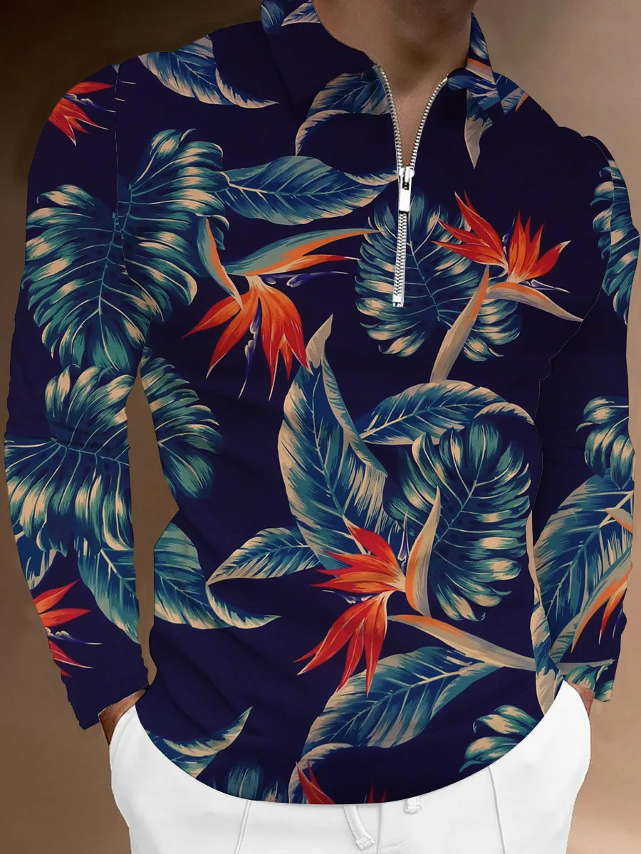 

2022 New Men's Plus Size Polo Shirts Men's Casual 3D Digital Printing Polo T-Shirts Men's Long Sleeve Floral Shirts