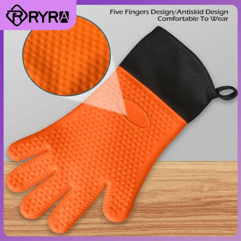 Heart-shaped Heat Insulated Gloves Anti-scalding Oven Mitts High Temperature Resistance Anti-slip Insulated Oven Glove Silicone