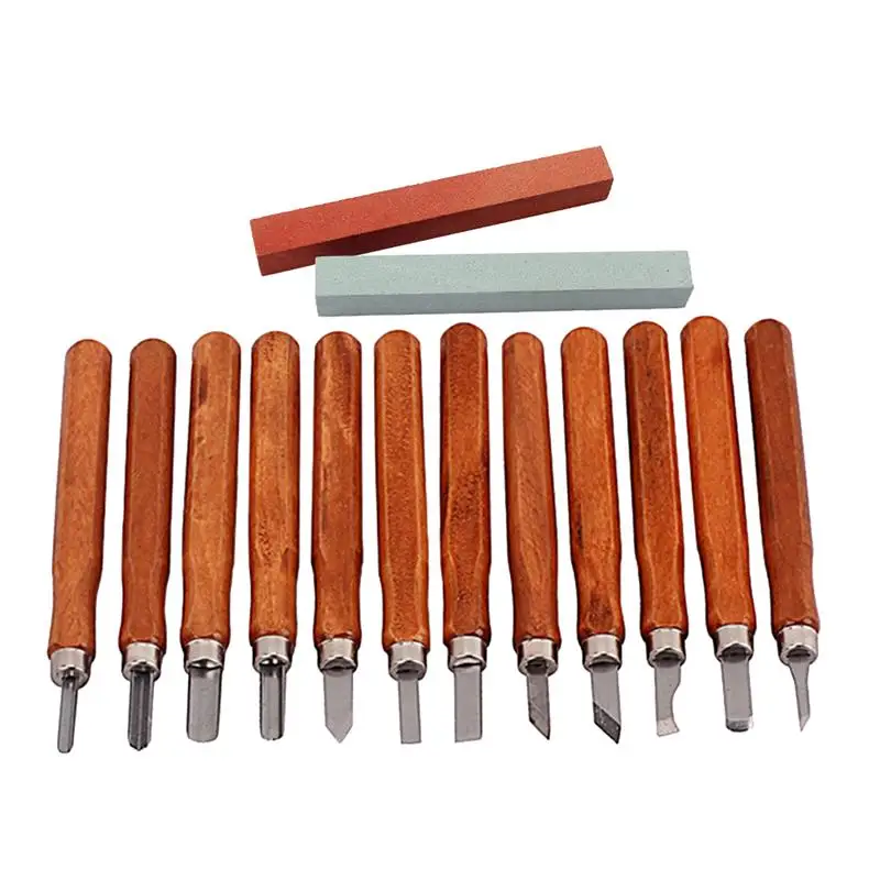 

12Pcs Guitar Repairing Tool Practical Grinding Set Wooden Handle Tool Guitar Polish Tool Brown