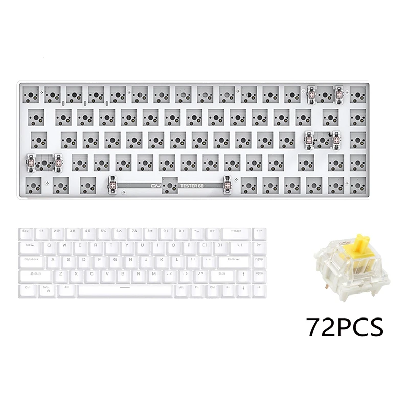 

NEW-TESTER68 механическая клавиатура под заказ + желтая ось + комплект клавиш Горячая переключение 2,4G двойной режим Bluetooth беспроводная клавиатура