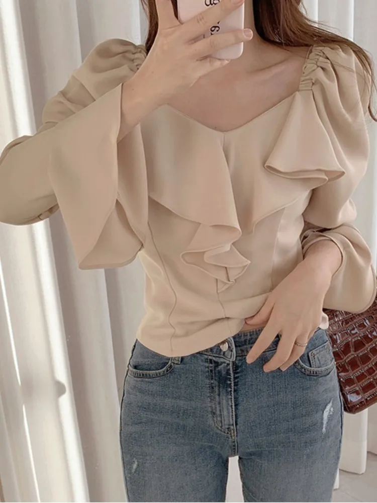 

Women Spring Summer Elegant Casual Tops Ladies Long Sleeve Chic Party Blouses Femme Fashion Korean Slim Shirts New Clothes