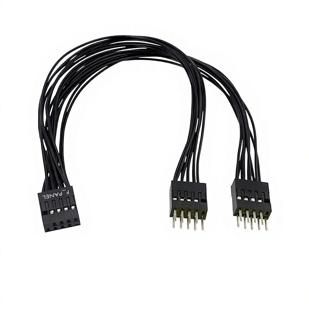 Фото Кабель-удлинитель Angitu MB 9Pin F_PANEL Splitter Switch Jumper, черно-белый, 9-контактный, 2xMale-Female, для компьютера, с контролем включения/выключения питания №4