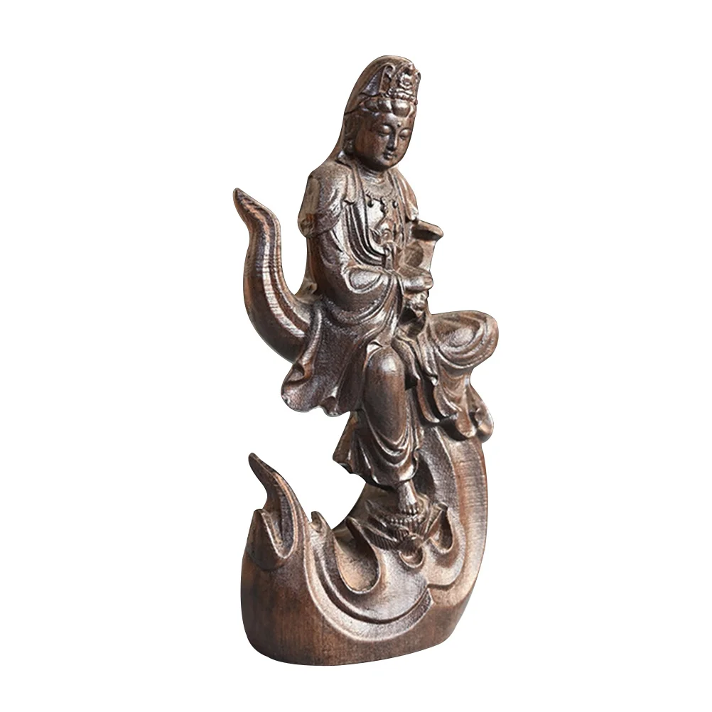 

Creative Wood Carved Kannon Housewarming Gift Kannon Decor for Office and Home