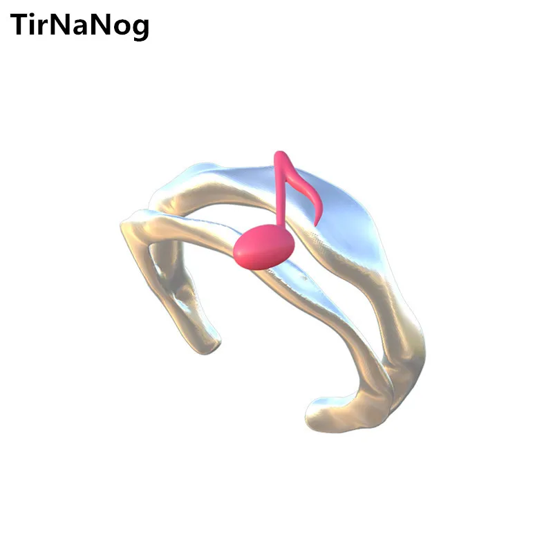 

TirNaNog Unique Design Of French Romantic Couples Notes Ring Fashion Metal Enamel Glaze Romantic Musicians Index Finger Ring