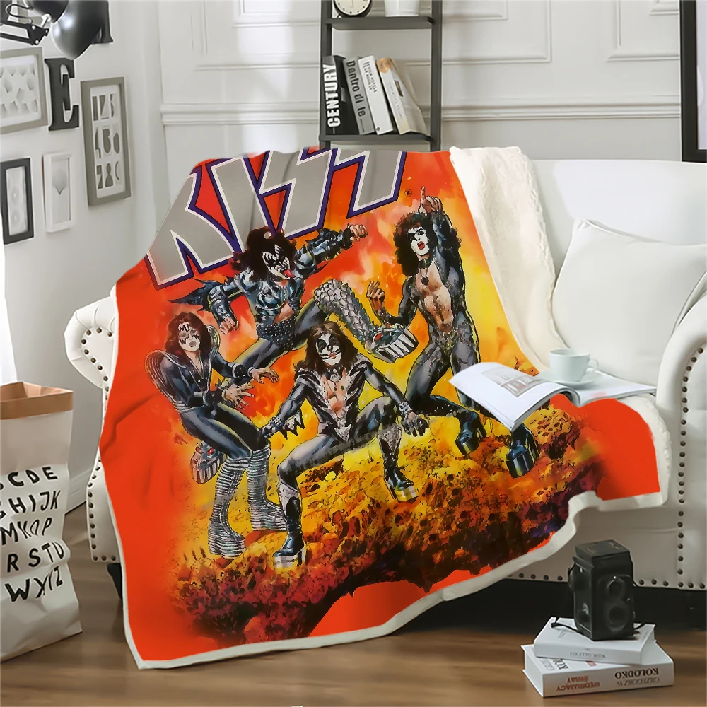 

CLOOCL Kiss Band Blankets 3D Graphic Rock Metal Band Concert Print Throw Blanket Fashion Keep Warm Plush Quilts Gifts For Fans