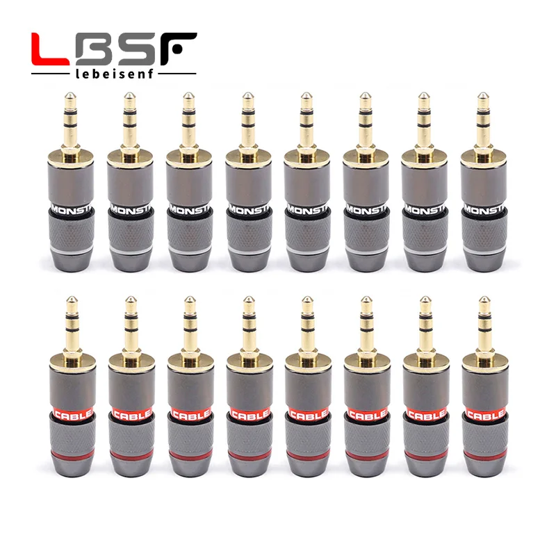 16pcs/8pairs Monster gold-plated 3.5mm headphone plug dual c