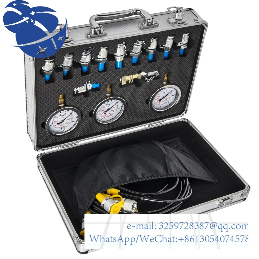 

Excavator Hydraulic Pressure Test Kit Couplings Gauge 9000PSI Connect Hose NEW