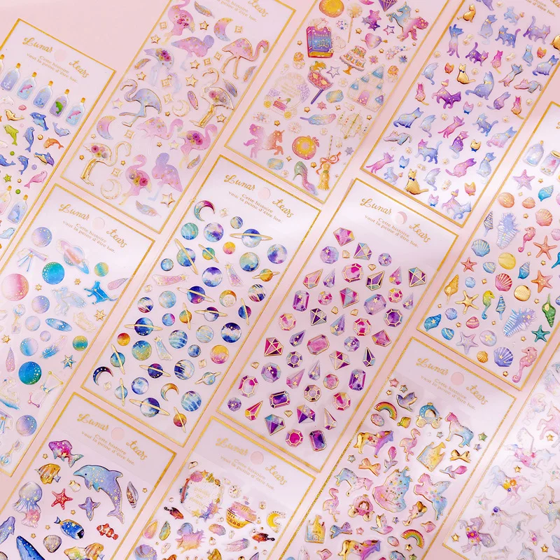 

Korean Ins Magic Planet Crystal Epoxy Transparent Hand Account Diary Creative Kawaii Decor Stickers Student DIY Plan Material