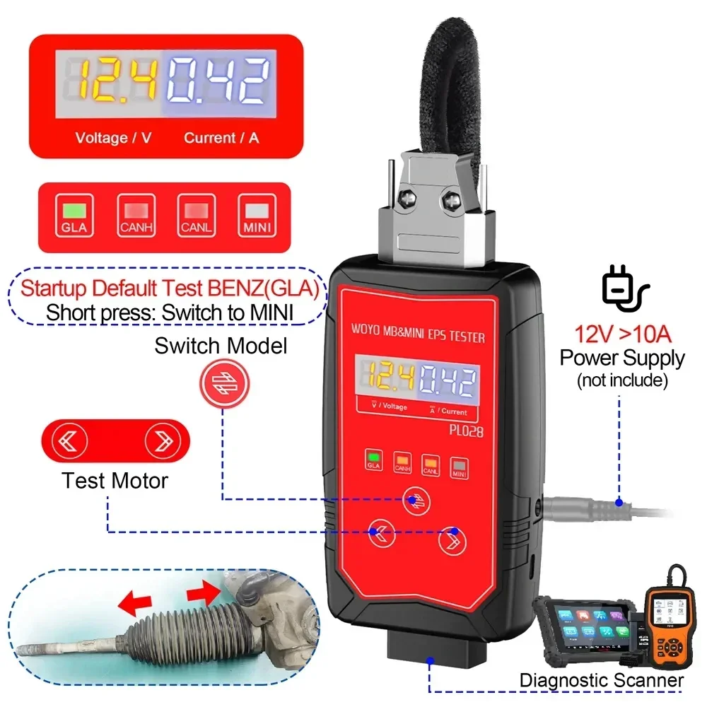 WOYO PL028 тестер EPS рулевого колеса для Mercedes-Benz BMW MINI R56 Cooper Benz Coupe симулятор автомобиля