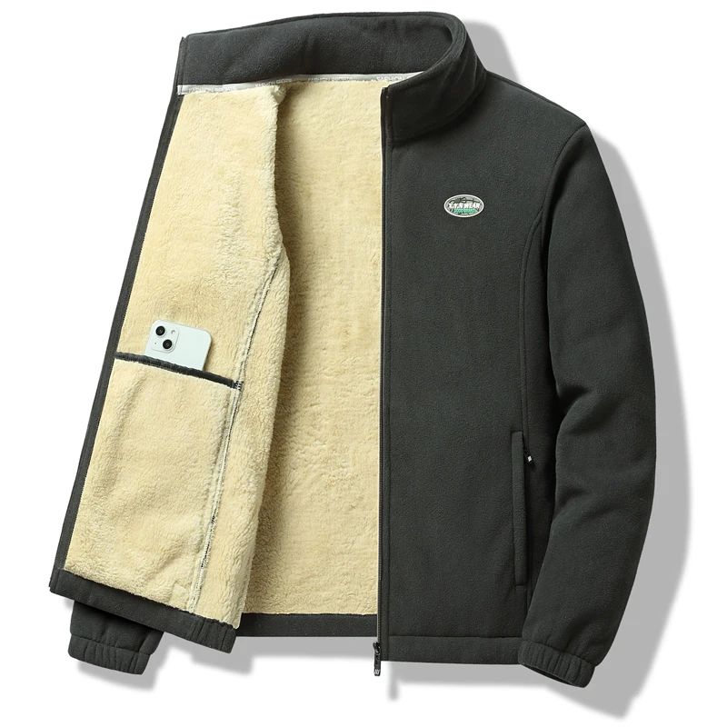

Men Winter New Men Jacket Wool Warm Jacket Men's Plus Size Men Coat Thick Fleece Jackets Men Solid Color Men Hoodie Coat L-8XL