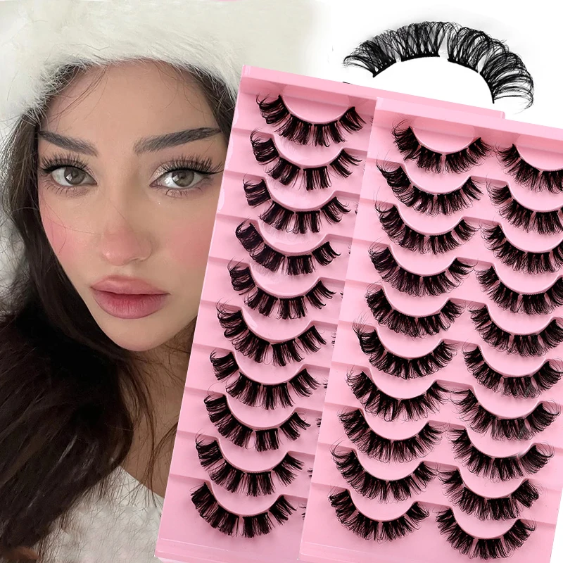 

10 Pairs Long Thick Lash Extension False Eyelashes Natural Fluffy Segmented Eyelash Russian DD Curl Reusable False Lashes