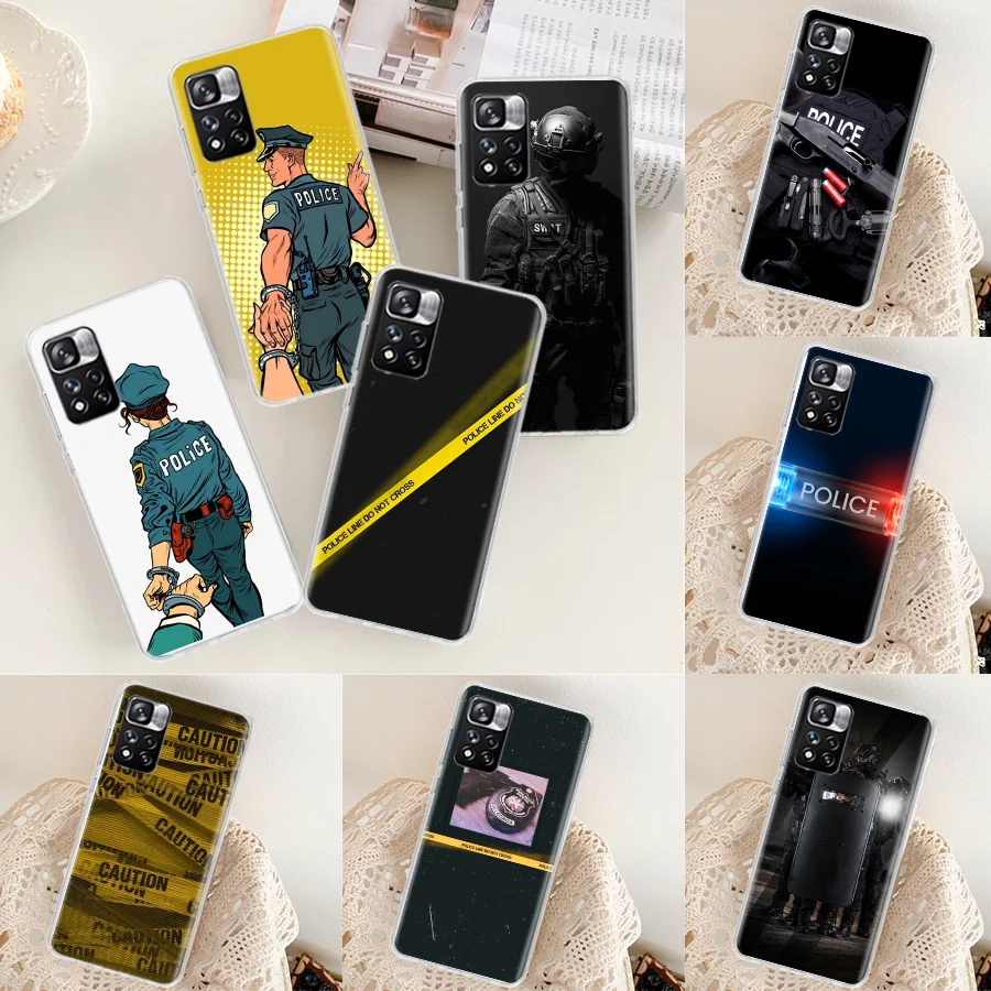 

Police SWAT FBI Phone Case For Xiaomi Poco X3 X4 GT NFC M4 M5 M5S X5 Pro 5G M3 Mi Note 10 Lite F3 F2 A1 A2 A3 CC9E Capa Coque Co