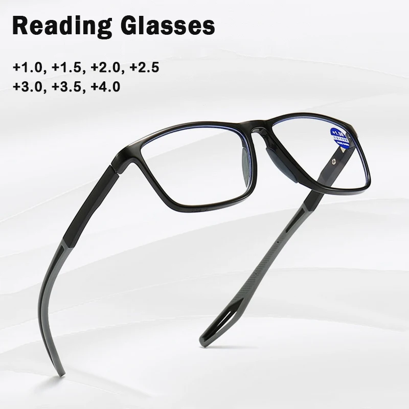 

Fashion TR90 Silicone Frame Presbyopia Sports Glasses Men Aged Elderly Reading Glasses Ultra-Light Anti Blue Light +1.0 to +4.0
