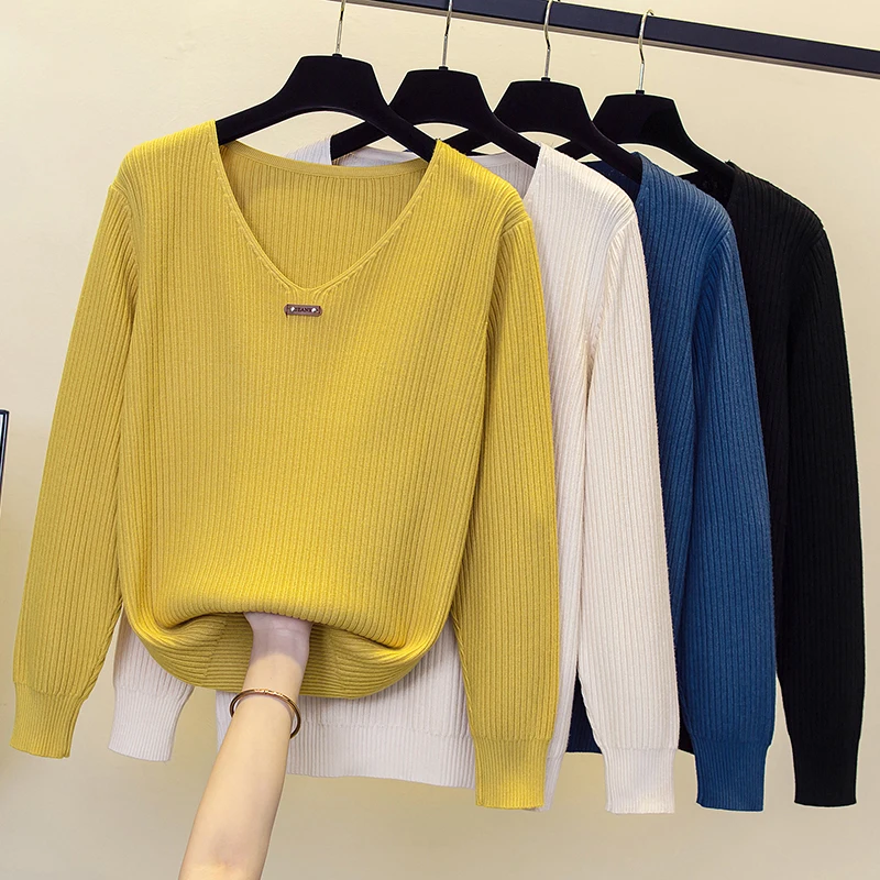 

Autumn Winter Basic Women Knitted Sweater Top 4XL Fashion Casual Soft Jumper Long Sleeves ladies Warm Sweater Jersey Pullover