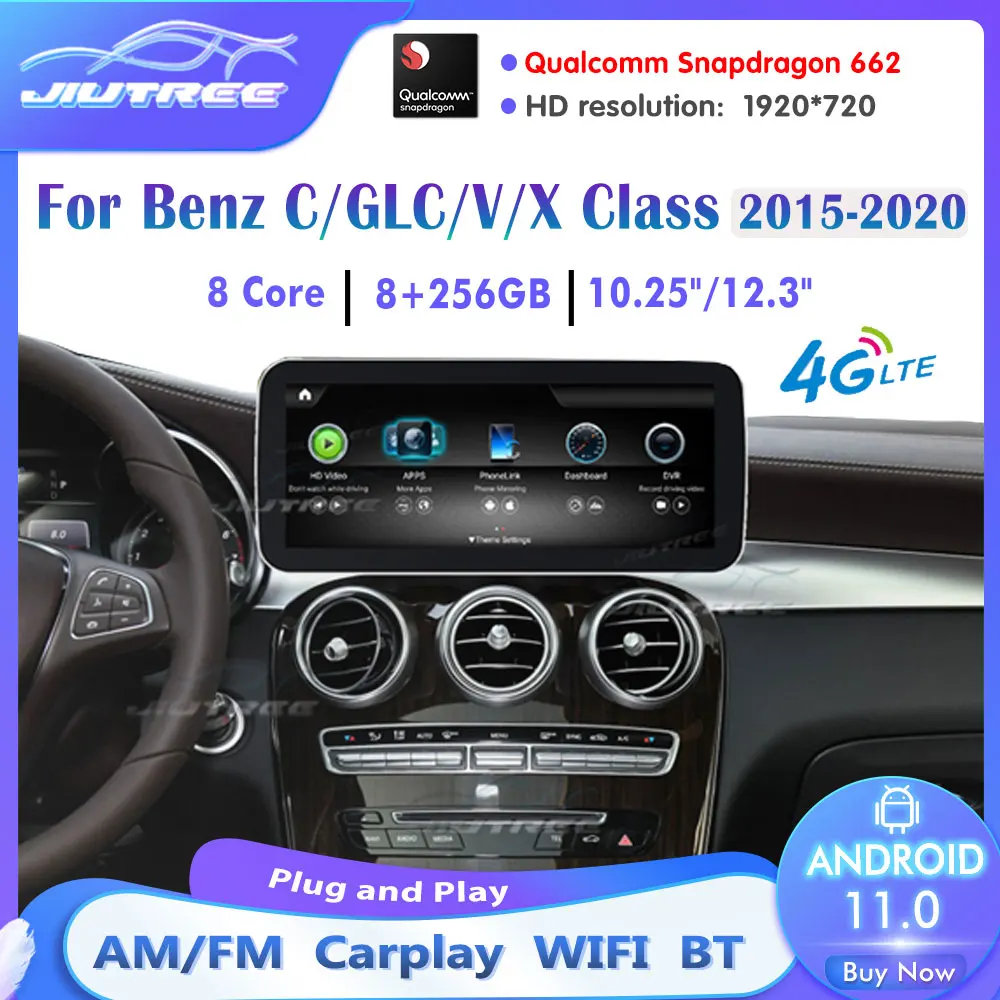

Snapdragon Android11 Car Radio for Mercedes Benz C Class W205 GLC X253 W447 X Class 2015-2020 GPS Multimedia Navigation Player