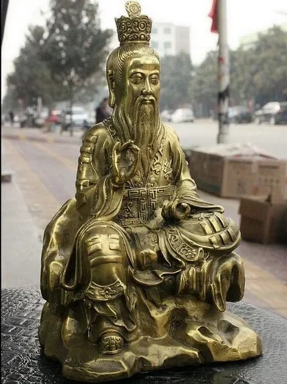 9-дюймовая китайская латунная статуя даосского храма Taishang Laojun Senior Moral God