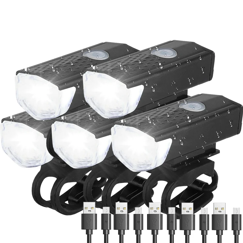 

5 Sets Flashlight Bike Light Bicycle MTB Road Front Lamp Bike Headlight Lantern Cycling Lighting Bike Accessories USB Recharge