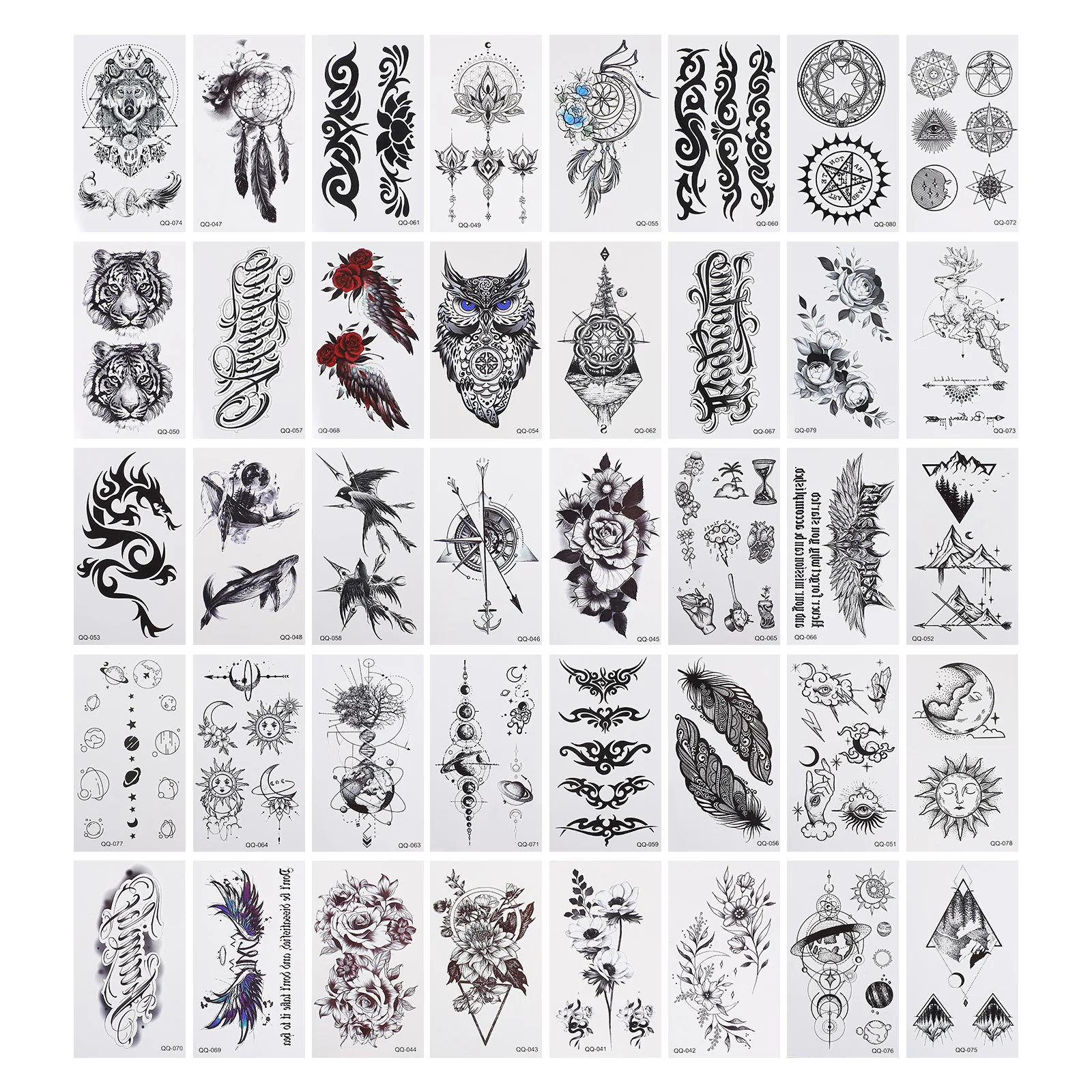 

40 Sheets Tattoo Stickers Horror Decals Arm Fake Night Owl Hydroflask Water Bottle Gothic Trendy Harajuku Flower