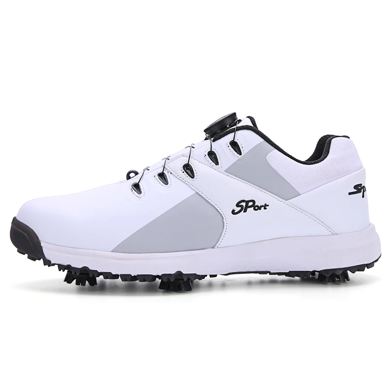 Lovers' professional spin button golf shoes Leather breathable waterproof anti-skid training shoes Sports shoes Activity spikes