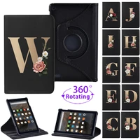 360 degree rotation tablet stand case for fire 7 5th gen fire 7 7th gen fire 7 9th gen gold print pu leather protective cover