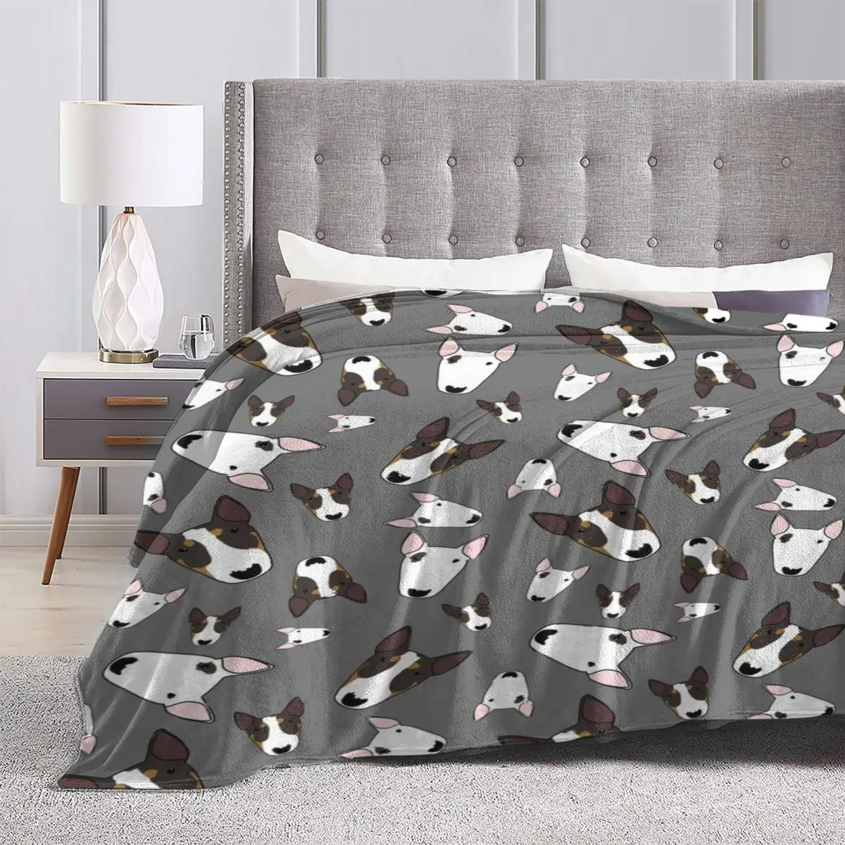 Бультерьер мягкие прочные одеяла серые постельные принадлежности для домашних