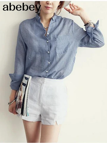 Chemisier Femme Womens Tops Fashion 2023 Summer Linen White Shirt Women Long Sleeve Blouse Korean Woman Clothes Roupas Femininas