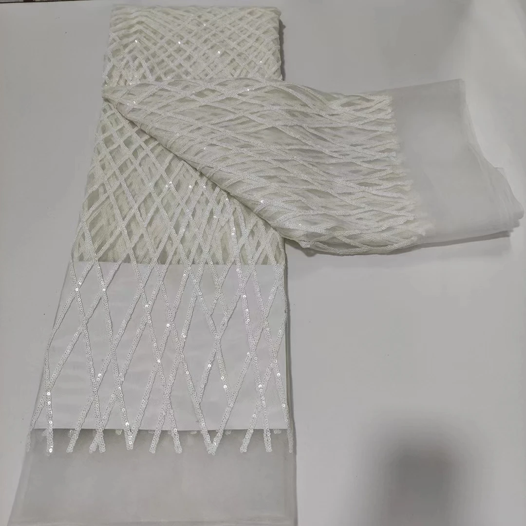 

2022 Latest African French Mesh Lace Fabric Nigerian Swiss Voile Lace In Switzerland Tulle Lace Fabric 5 Yards For Sewing Dress