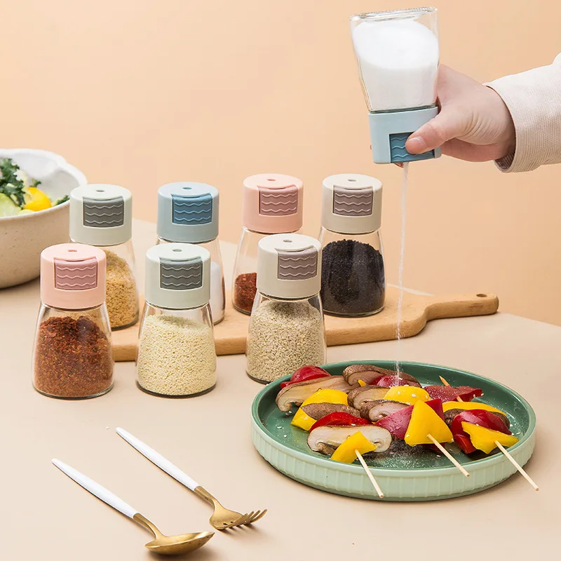 

Kitchen 5g/Press Quantitative Salt Shaker Glass Sugar Bowl Pepper Spice Container Kitchen Novel Kitchen Accessories Gadget