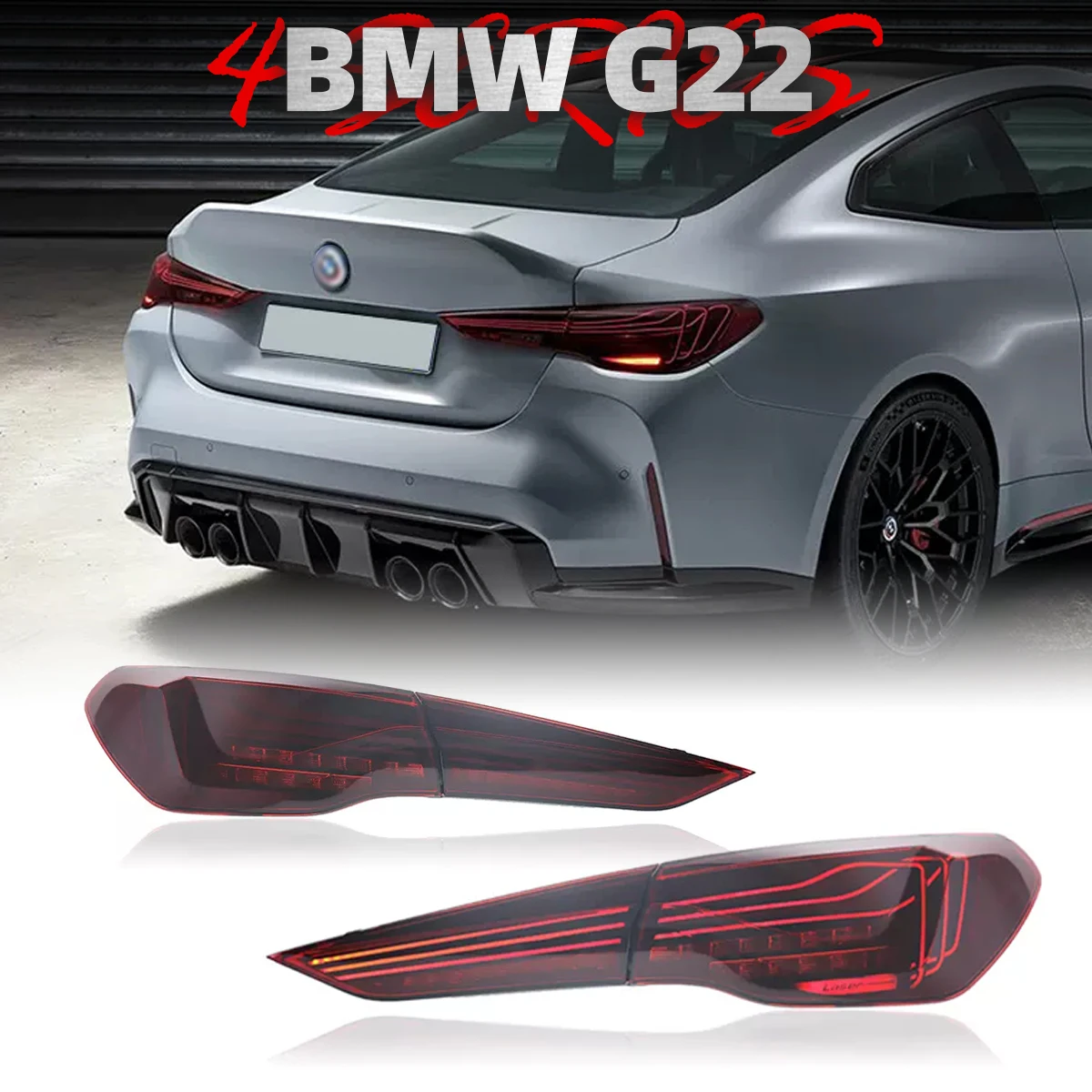 

Car Lights Rear Tail Lamps fit For BMW 4 Series G22 Taillights Assembly 2020-2023 Upgrade M4 CSL Style Sequential Turn Signal