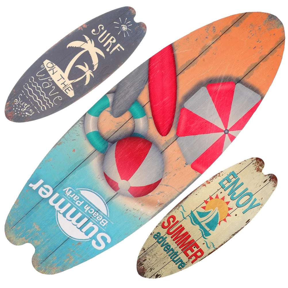 

3 Pcs Surfboard Wooden Sign Beach Signs Decor Sea Shop Bar Outdoor Tiki Summer Girl Decorations Home