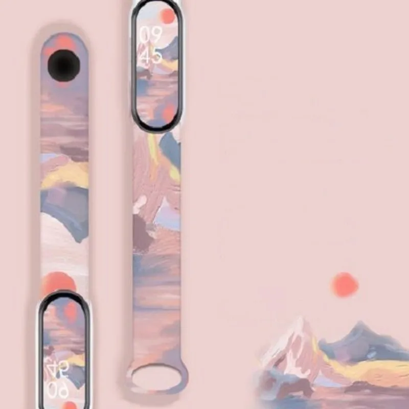 Ремешок спортивный с рисунком для Xiaomi Mi Band 7 6 5 сменный Браслет Для xiaomi 3/4/5