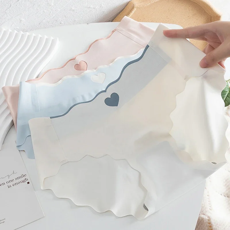 3 шт./компл. женские бесшовные трусики шелковое нижнее белье трусы атласные с