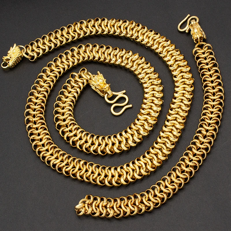 Men Women's Jewelry Set 24K Gold Plated Bracelet Necklace Sets Curb Cuban Weaving Snake Chain 2022 Wholesale Jewelry For Party