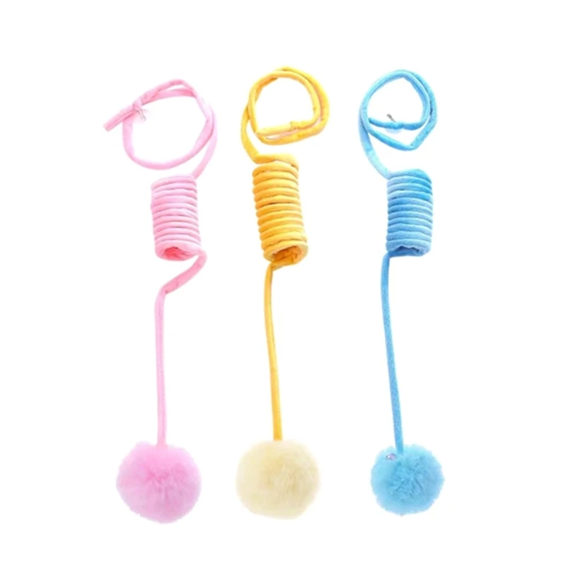 

3 Pcs Pet Cat Interactive Spring Toy Durable Pompon Kitten Chewing Playing Toy Kitten Colorful Spring Plush Furry Toy