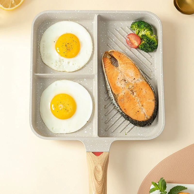 

Divided-Grill Frying Pan for Making Breakfast Multi-functional 3-in-1 Divided-Skillet Non-Stick-Grill Egg-Frying Pan