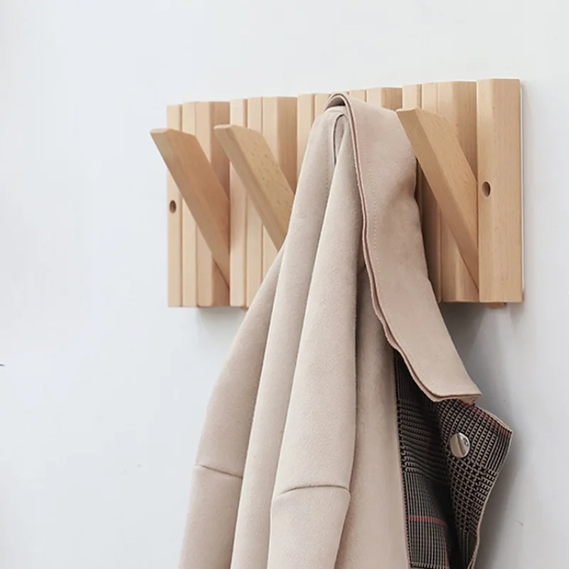 

Nordic Solid Wood Key Holder Creative Wall Hanging Clothes Rack Multi-function Towel Hook Versatile Scene Bag Hanger