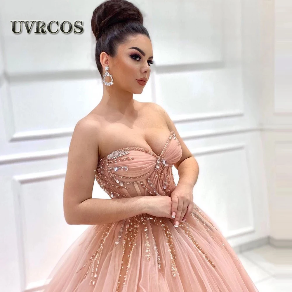 

UVRCOS 2023 бальное платье цвета шампанского вечерние платья с бусинами для выпускного вечера для женщин индивидуальные платья для вечеринки строгие знаменитости