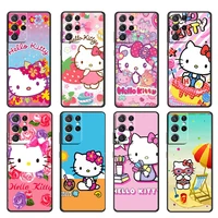anime girls hello kitty for samsung galaxy s22 s21 s20 ultra plus pro s10 s9 s8 s7 s6 soft silicone black phone case coque cover