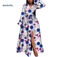 african print dresses for women v neck long sleeve dresses party wedding vestidos traditional african women clothing wy9851