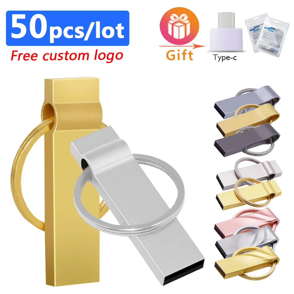 

50pcs/lot New metal real capacity pendrive waterproof USB metal high speed 128GB pendrive 16GB 8GB 4GB USB Flash Drive 32GB