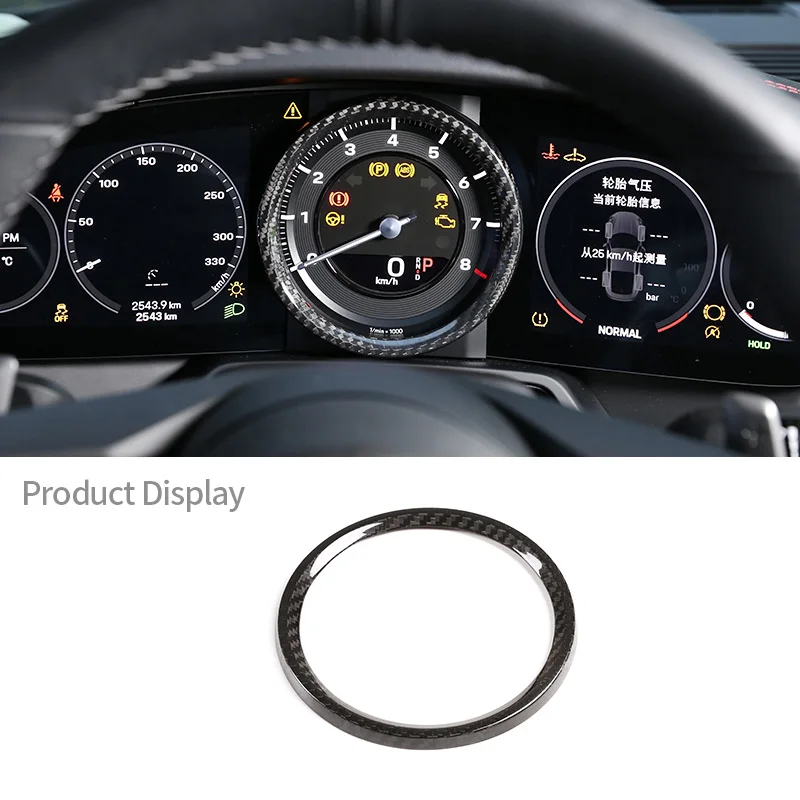 Para porsche 911 2019-2020 real fibra de carbono medidor de exibição tela painel capa anel tacômetro quadro acessórios interiores do carro