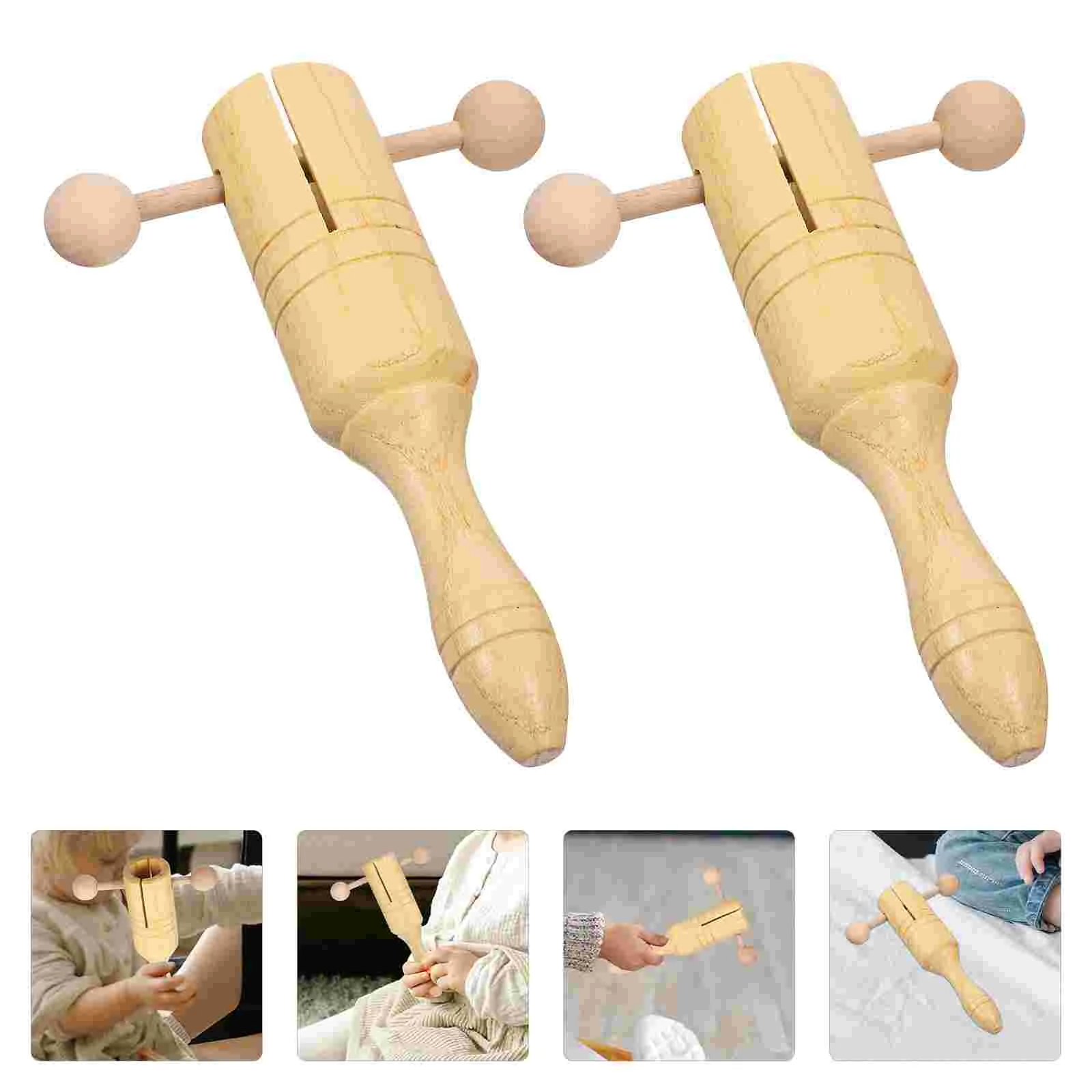

2 Pcs Orff Chime Toys Kids Educational Musical Toy Hand Shaking Toy Hand Bells Adults Beech Portable Bell Toy Toddler