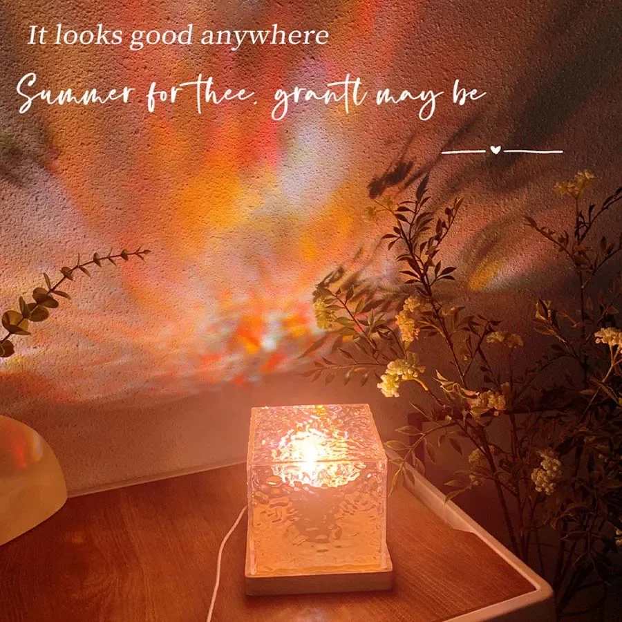 Динамическая Вращающаяся лампа в виде волны воды проектор ночник с кристаллами и