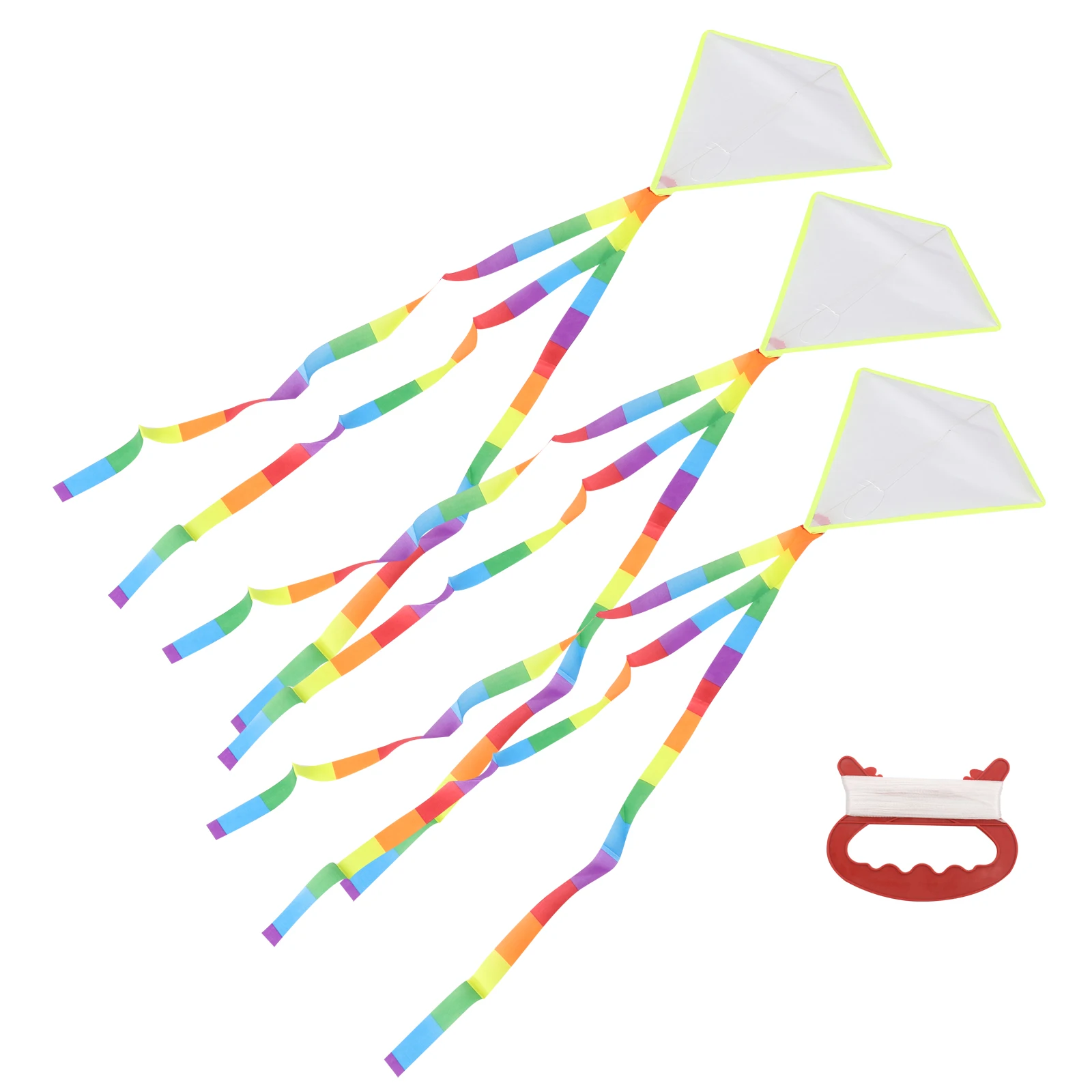 

3 Sets Toy Kids White Paper Blank Kite DIY Coloring Kite Easy To Fly Kite Blank Long Tail Kites With Swivel Line(Random Color)