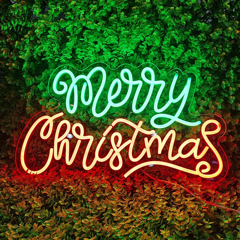 LED Neon Sign Merry Christmas Neon Light Warm White Neon Light Wall Decor for Bedroom Christmas Garden Party Decorative Lights
