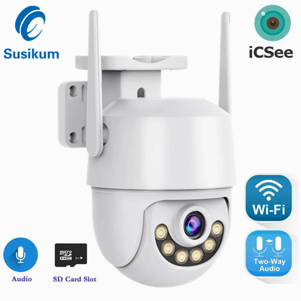 

Беспроводная IP-камера 1080P ICSee с Wi-Fi, наружная водонепроницаемая, умный дом, цвет, ночное видение, фотокамера 2 МП