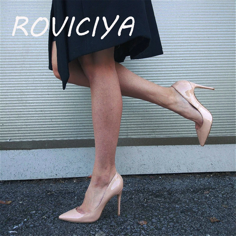 

Light Nude 12cm high heels shoes elegant Sexy women classsical pumps party dance party 10cm 8cm plus size 33-45 QP059 ROVICIYA