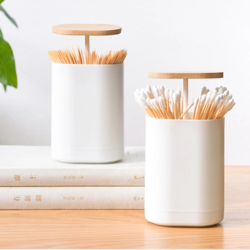 

Automatic Pop-up Toothpick Storage Case Toothpick Box Cotton Swabs Box Dispenser Dental Floss Storage Container Home Decor