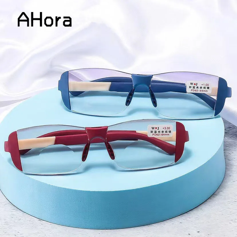 

Ahora Rimless Bifocal Presbyopia Reading Glasses for Women Men Anti Blue Light Blocking Eyeglasses +1.0+1.5+2.0+2.5+3.0+3.5+4.0