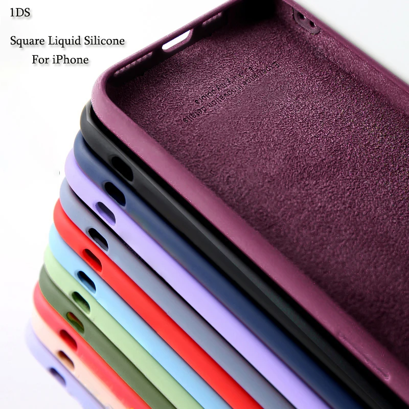 2021 Square Liquid Silicone Phone Case On For iPhone 11 12 13 14 Pro Max Mini XS MAX X XR 7 8 PLUS SE Back Full Ultra Soft Cover